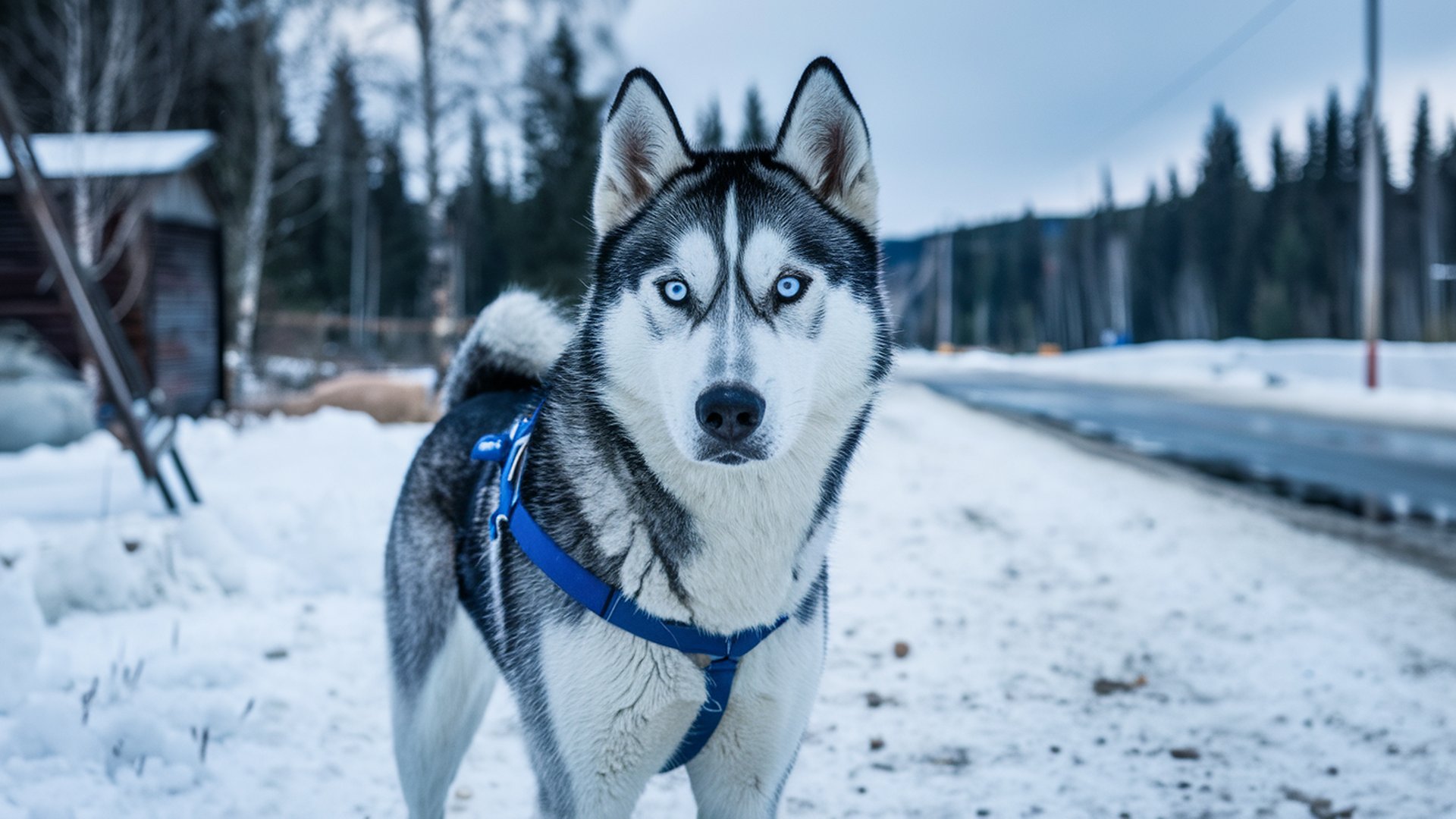 Pozad Sibisk husky 1920x1080. Potaov tapeta na plochu. Wallpaper, obrzek zdarma